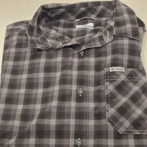 Columbia Mens Outdoors Plaid Casual Long Sleeve Lightweight XL Gray Black Casual